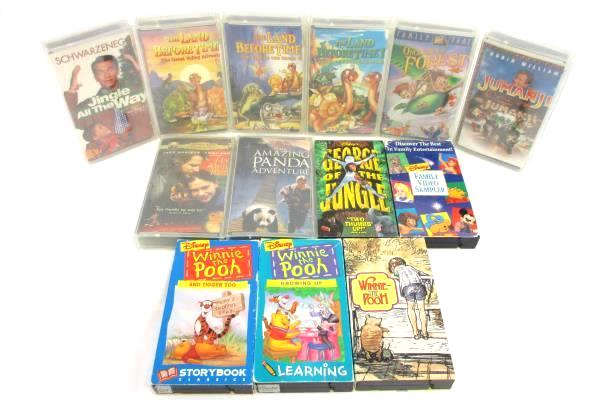 Lot of 13 Children Family VHS Tapes Jumanji Pooh Land Panda George Jungle