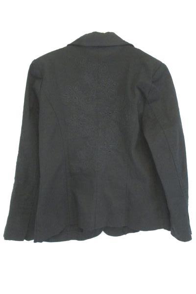 Women's Black Floral Embroidered Jean Jacket Blazer Susan Graver Style Size XS