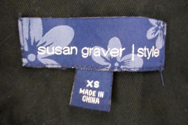 Women's Black Floral Embroidered Jean Jacket Blazer Susan Graver Style Size XS