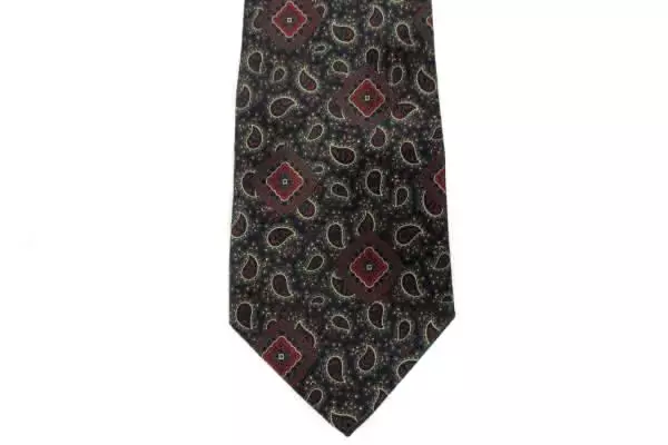 Navy Maroon Paisley Silk Tie Handmade in Italy - Vintage Men's Accessory
