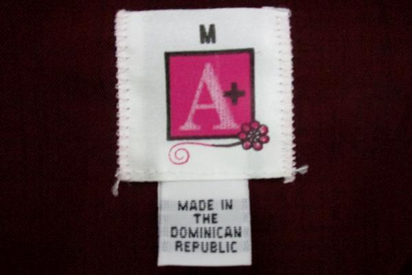 A+ by SAI Wine Colored Tunic Hospitality Shirt Long Sleeve 8210 Womens M