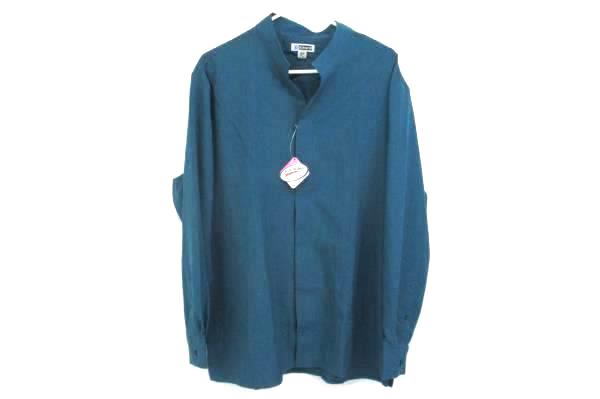 Edwards Garment Long Sleeve Dark Green Stand Up Collar Shirt Mens L 1398