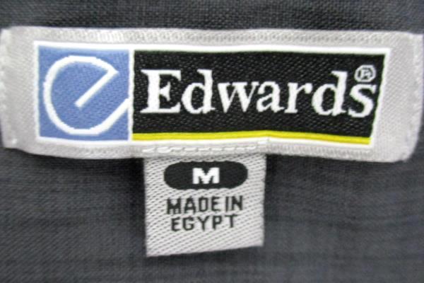 Edwards Garment Mens Batiste Steel Grey Casino Shirt Size M 1292-079