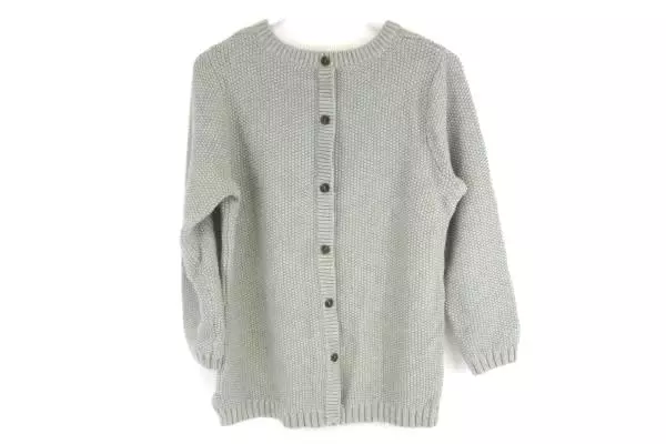 The Tog Shop Oatmeal Sweatshirt Button Back Detail Cable Knit Womens Petite Lg