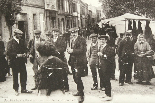 Vintage French Black & White Photo Auterive Rue De La Promenade Victorian Decor