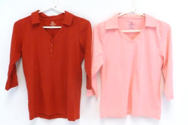 Lot 2 Gabrielle Rohde-Royce Tops Pink Red 3/4 Sleeve Stretch V Neck Women's XS