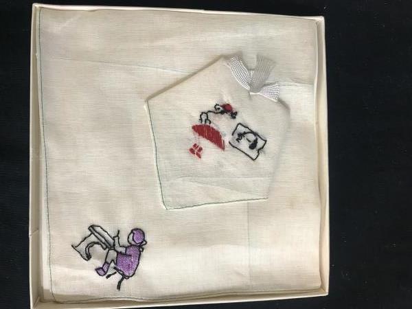 Boxed Set 2 Vintage Kiddie Handkerchiefs Original Box Never Used Children's