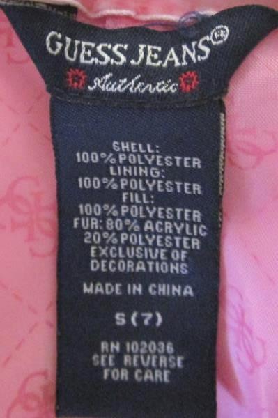 Girls Pink Puffy Sleeveless Hooded Vest By Guess Jeans Sz Small 7 100% Polyester