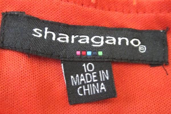 Women's Orange Long Sleeve Floral Knitted Dress By Sharagano Size 10