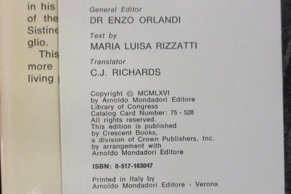 The Life, Times and Art of Michelangelo Printed in Italy Hardcover Dustcover