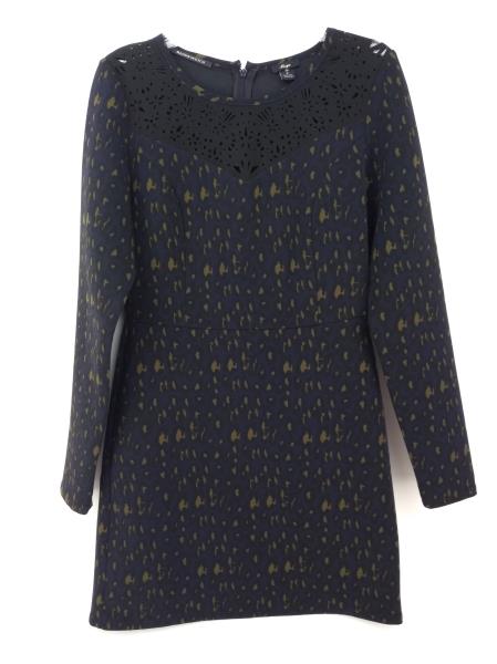 MAISON SCOTCH x Neige Navy / Black Leopard Print Sheath Dress Cutout Neck Sz 2