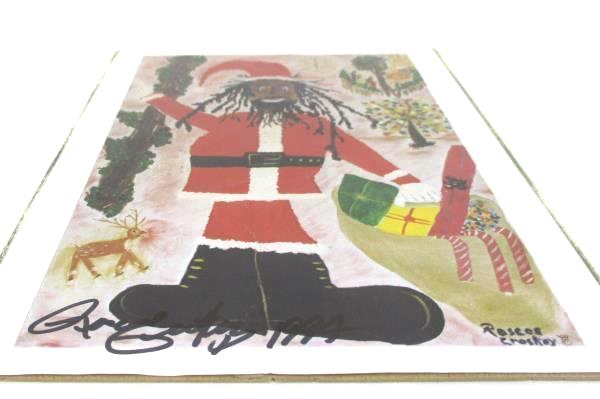 1994 Signed Roscoe Croskey Santa In Dreadlocks Print