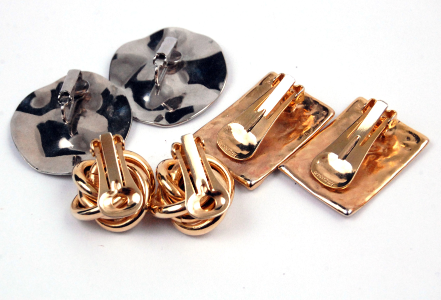 Three Pairs Of Clip On Earrings