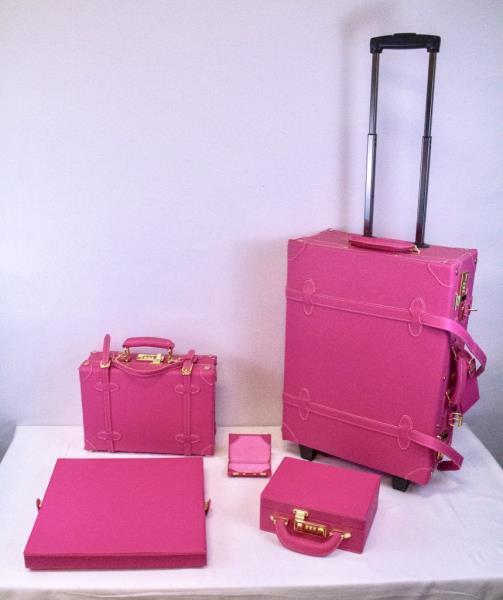 Chatterbox Luggage Trunk Set for Scrapbooking or Storage - 5 Piece Set, Pink
