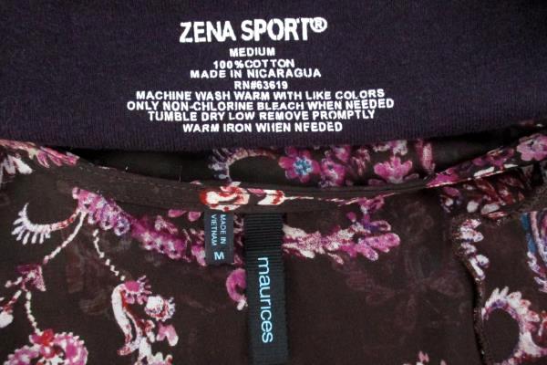 Lot of 2 Maurices Sheer Ruffle Button Front Top Zena Sport Scoop Neck Womens Med