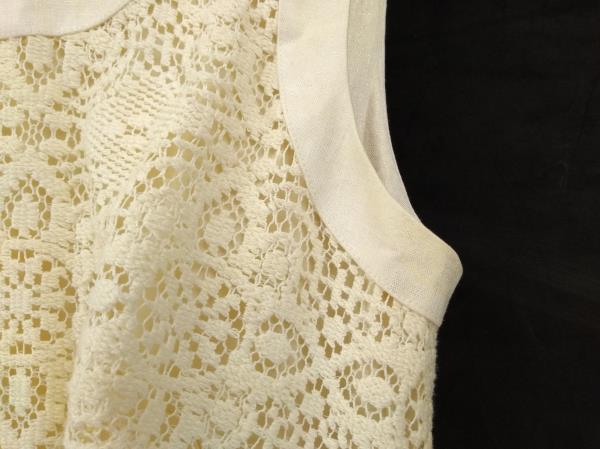 OLEG CASSINI Ivory Crochet Lace Sleeveless Sheath Dress Sz 0