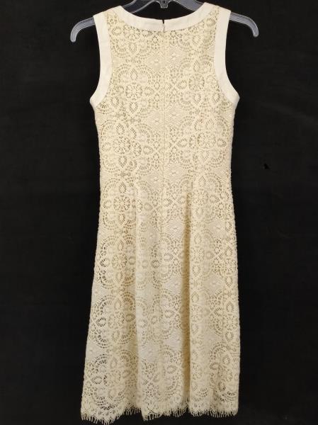 OLEG CASSINI Ivory Crochet Lace Sleeveless Sheath Dress Sz 0