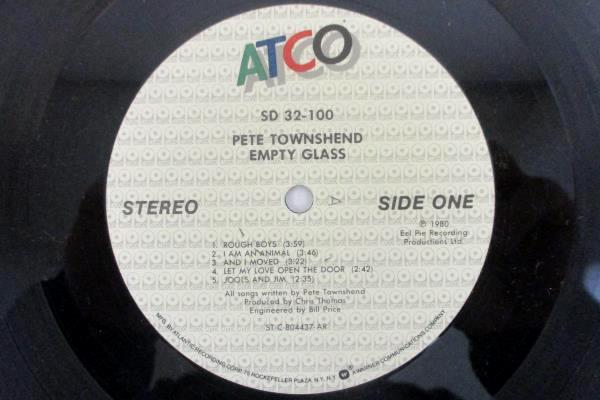 Pete Townshend - Empty Glass 1980 12" Vinyl 33 RPM LP ATCO Records SD 32-100