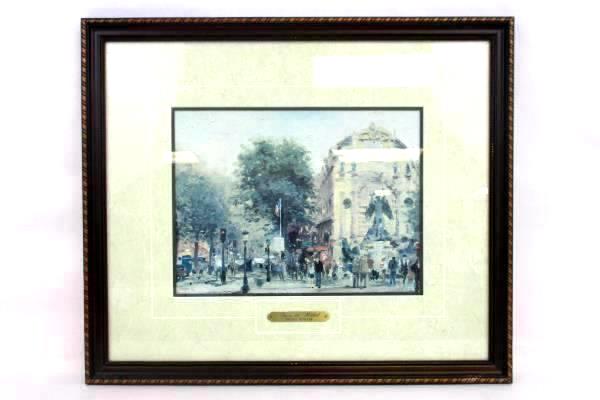 Thomas Kinkade Paris St Michel Framed Paper Print Matted COA Plein Air 117/1200