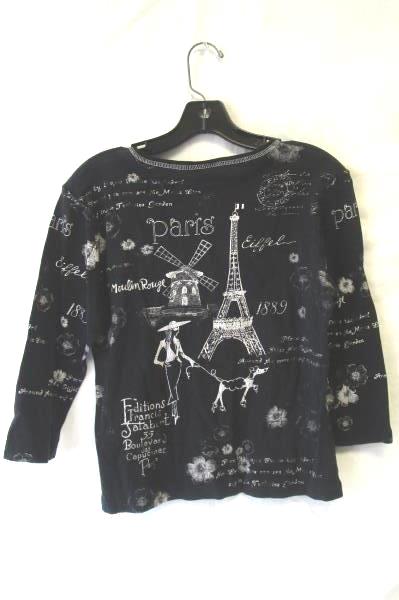 'Paris' Shirt by Christopher & Banks Black White Women's Size M