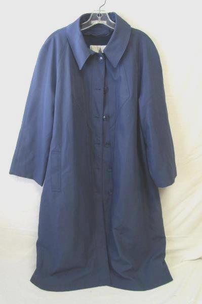 Blue Button Up Trench Over Coat By Misty Harbor 100% Polyester,100% Nylon