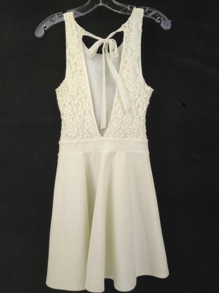KIMCHI BLUE Urban Outfitter Backless Dress Fit & Flair Skater Ivory Lace Size XS