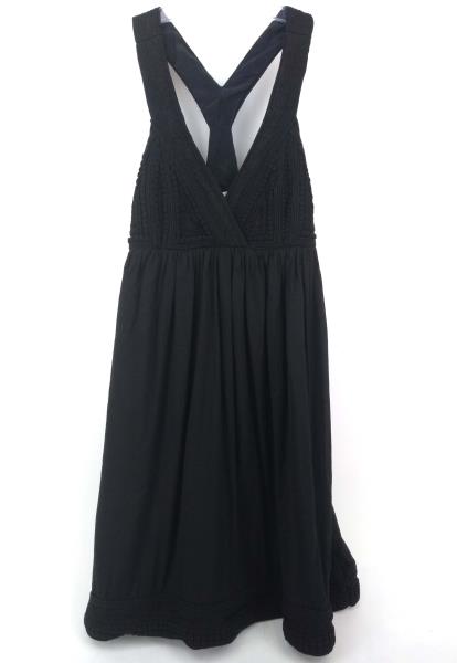 ADAM LIPPES Sundress Black Sleeveless Empire Waist Embroidered 100% Silk Sz 8