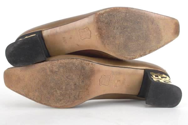 JOEL PARKER Womens Gold Italy Leather Metallic Pumps Heels Size 9 AAA Narrow