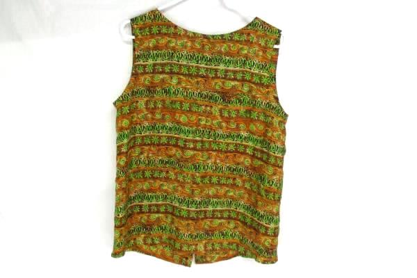 Diane Gilman Top Cami Shell Sleeveless Button Back Boho 100% Silk Sequins Size M
