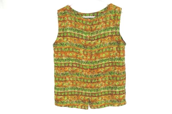 Diane Gilman Top Cami Shell Sleeveless Button Back Boho 100% Silk Sequins Size M