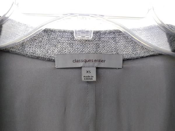 CLASSIQUES ENTIER Cardigan Silk & Linen Blend 3/4 Sleeve Gray V Neck Sz XS