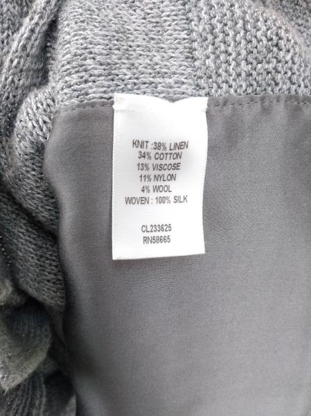 CLASSIQUES ENTIER Cardigan Silk & Linen Blend 3/4 Sleeve Gray V Neck Sz XS