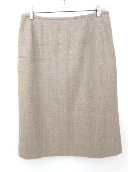 LE SUIT ESSENTIALS Tan Plaid 2pc Set Career Skirt + Blazer Suit Women's Sz 10
