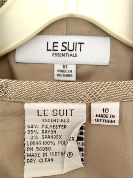 LE SUIT ESSENTIALS Tan Plaid 2pc Set Career Skirt + Blazer Suit Women's Sz 10