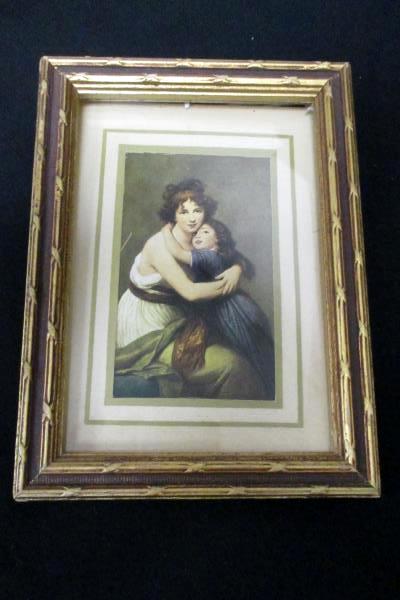 Vintage "The Artist and Her Daughter" Small Framed Color Print Le Brun MME