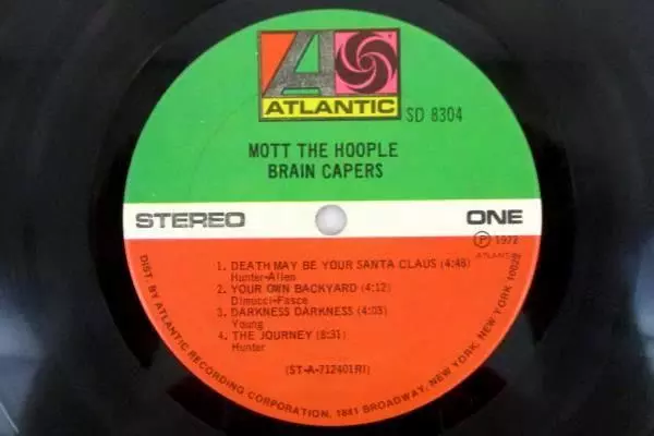 Mott The Hoople Brain Capers 1971 12" Vinyl 33 RPM LP Record SD-8304