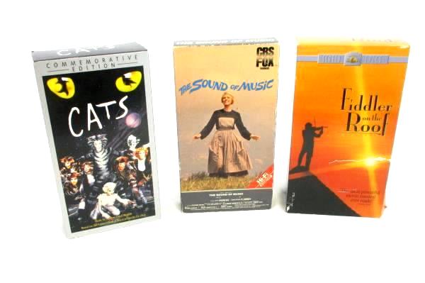 Lot of 3 VHS Musicals: The Sound Of Music, CATS, Fiddler On The Roof(2 Tape Set)