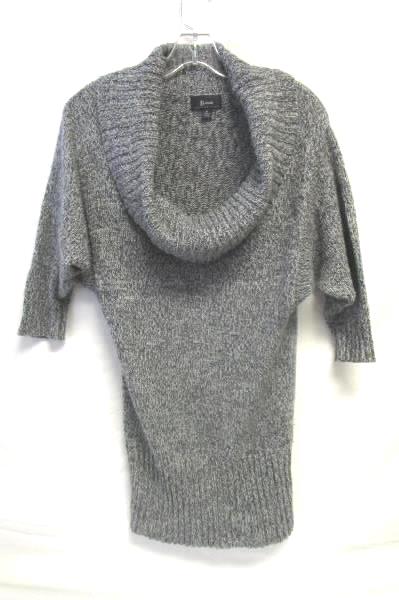 Woman's Grey Tunic Length Pullover Cowl Neck Sweater Dress By B-Wear Size M
