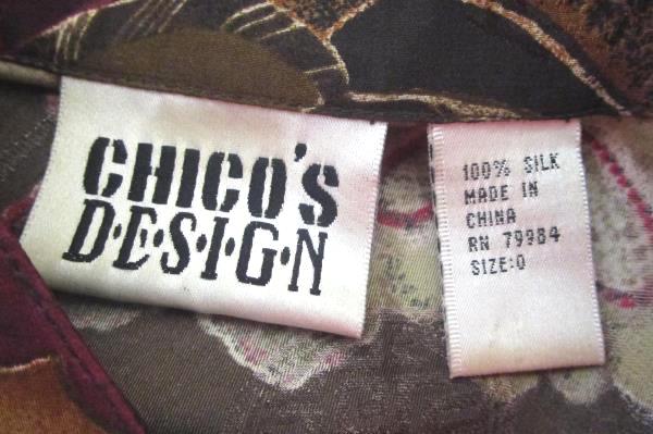Women's Long Sleeved Button Up Floral Tunic By Chico's Size 0 100% Silk