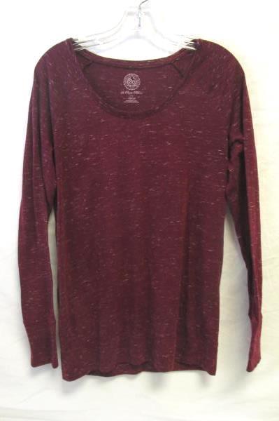 Long Sleeve Perfect Pullover Shirt By SO Burgundy Speckled Pattern Women's Sz M
