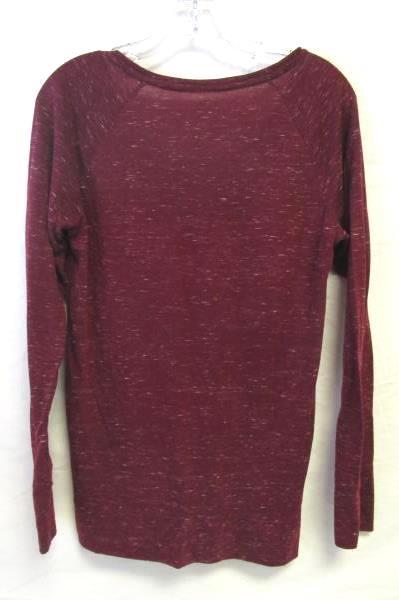 Long Sleeve Perfect Pullover Shirt By SO Burgundy Speckled Pattern Women's Sz M