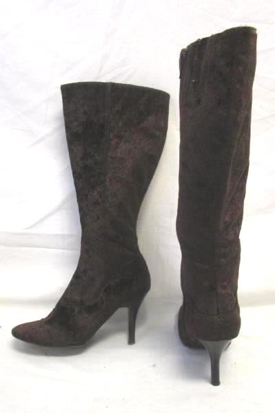 High Heel Boots Predictions Dark Brown Velvet Women's Size US 8