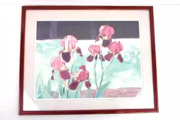 Framed Matted Watercolor Painting Iris Flowers Signed Dated 87' Casey