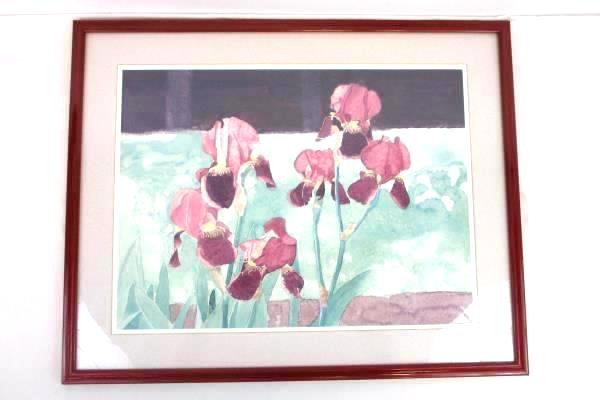 Framed Matted Watercolor Painting Iris Flowers Signed Dated 87' Casey