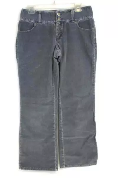 Caslon Blue Gray High Waist Trouser Corduroy Pants Women's Size 6 Straight Leg