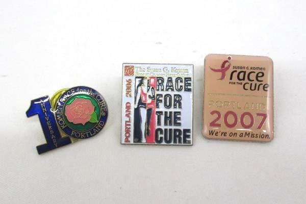 10 Race For The Cure Breast Cancer Pins Portland OR '98-'07 Clinique Zipper Pull