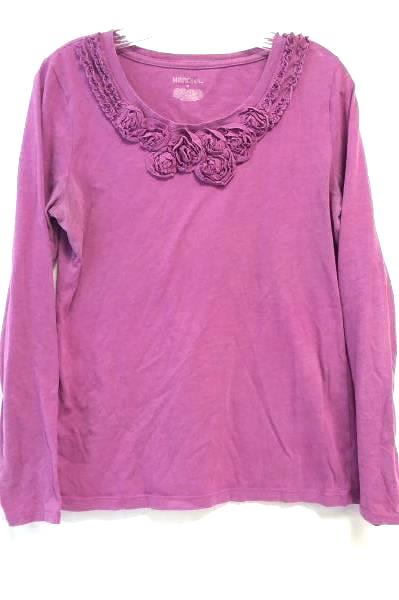 Women's Purple Long Sleeve Top By Merona Size M 60% Cotton