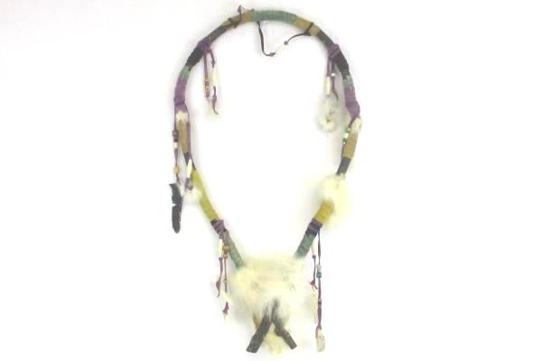 Teardrop Dream Catcher Leather Wrapped Branch Beads Fur Bone