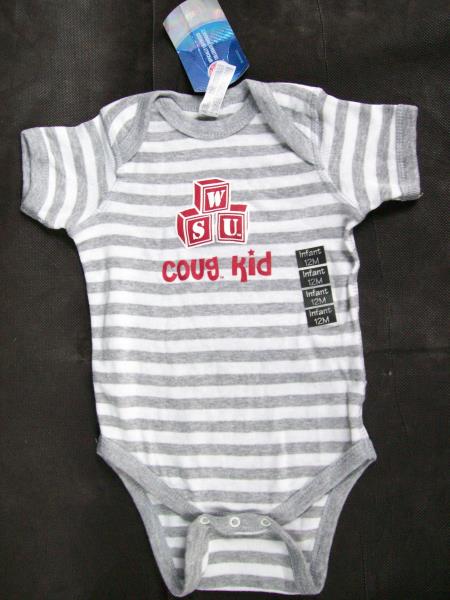Rabbit Skins Officially Licensed Collegiate Product WSU Coug Kid 12M One Piece