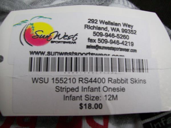 Rabbit Skins Officially Licensed Collegiate Product WSU Coug Kid 12M One Piece